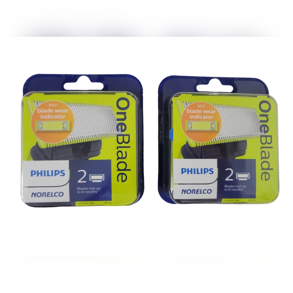 Lot of 2 Philips Norelco QP220/80 One Blade Replacement Blades, 4 Blades Total
